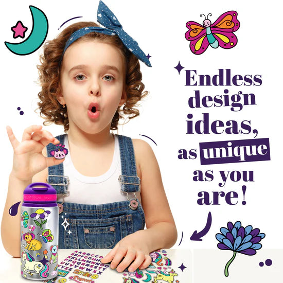 Water Bottle Craft Kit Purple Stickers and Flip Top