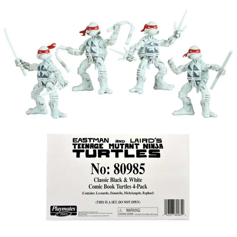 TMNT Classic Comic Book Series Black and White Turtles Action Figure 4-Pack (Playmates)