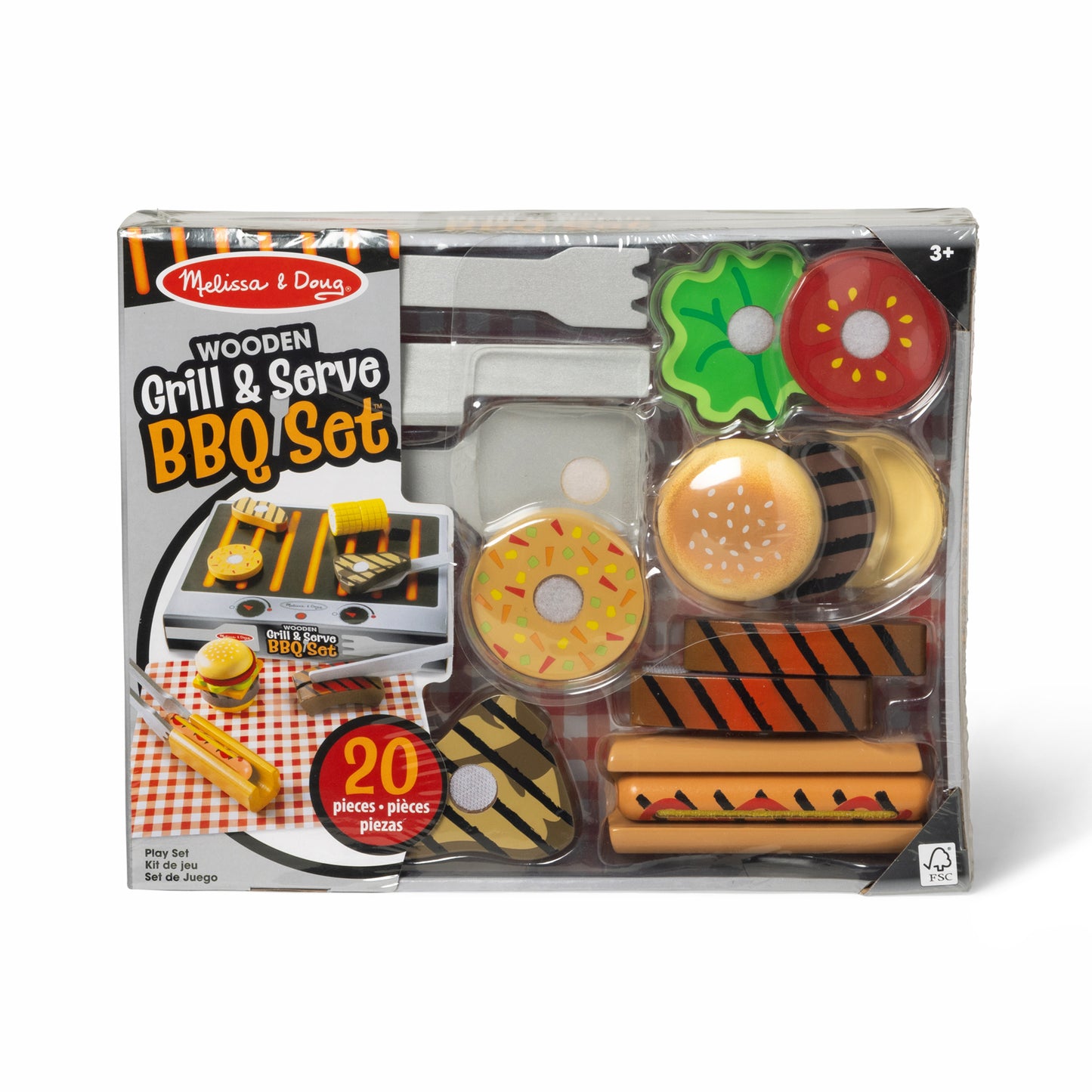 Wooden Grill & Serve BBQ Set
