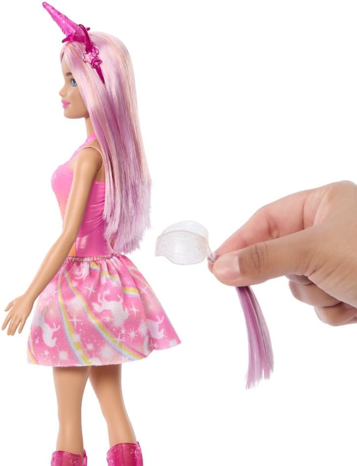 Barbie Unicorn Doll With Pink Hair, Ombre Outfit And Unicorn Accessories
