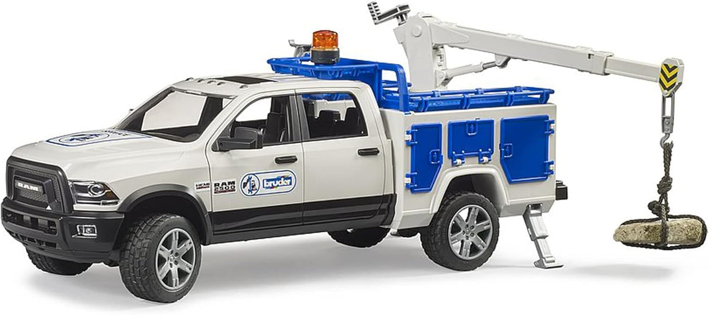 Bruder 02509 RAM Service Truck w/ Crane + Rotating Beacon Light 20.12.8
