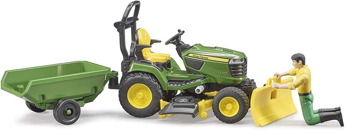 Bruder 09824 Bworld John Deere Lawn Tractor w/ Trailer and Figure 12.10.6