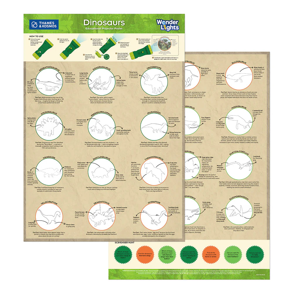 Wonder Lights: Dinosaurs - Educational Flashlight Projector