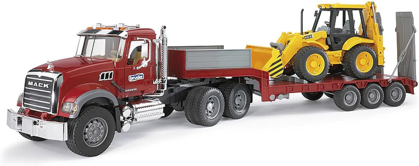 Bruder 02813 MACK Granite Flatbed Truck w/ JCB Loader Backhoe 40.12.9