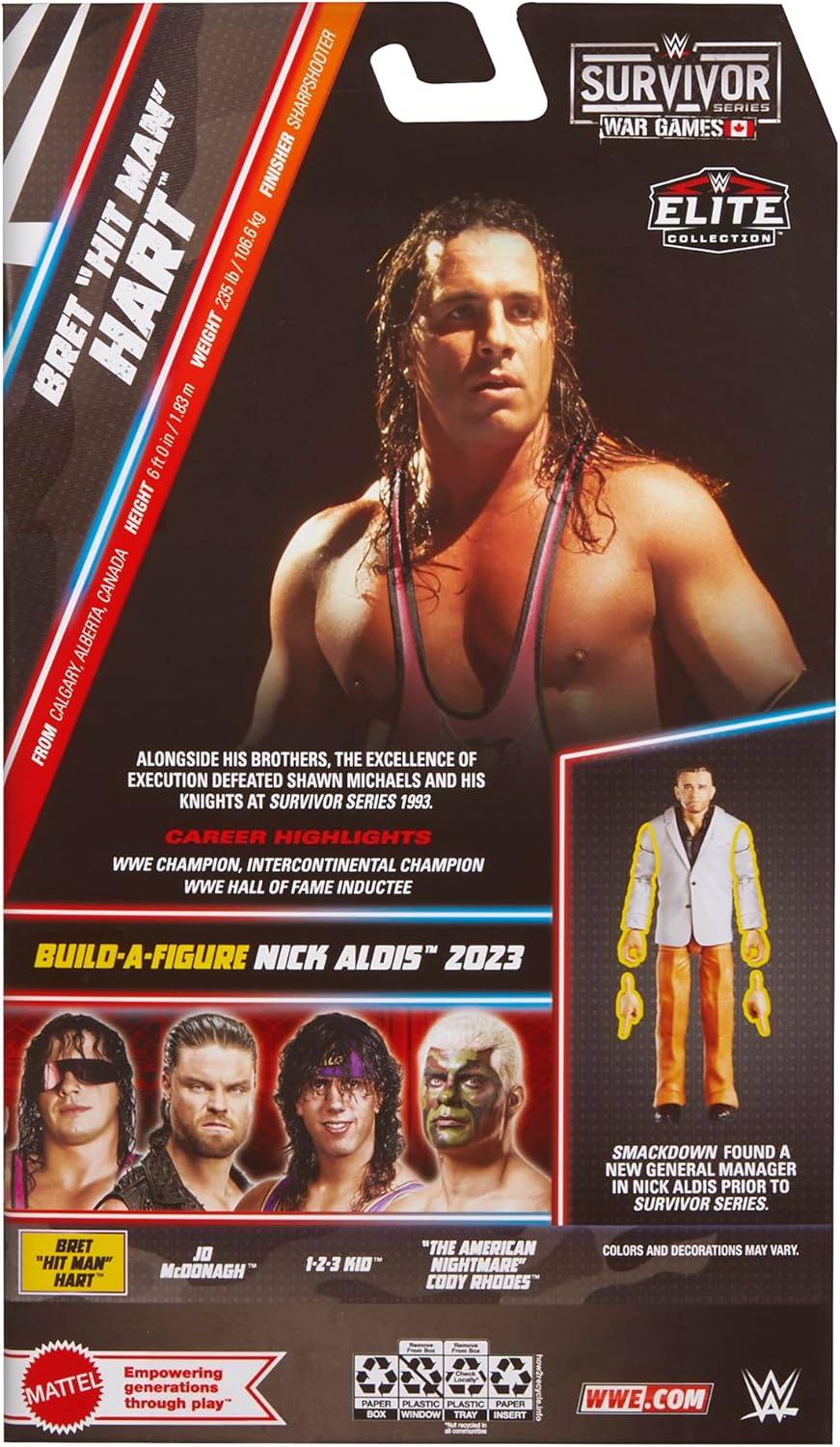 WWE Elite Survivor Series War Games - Bret "Hit Man" Hart with Nick Aldis BAF