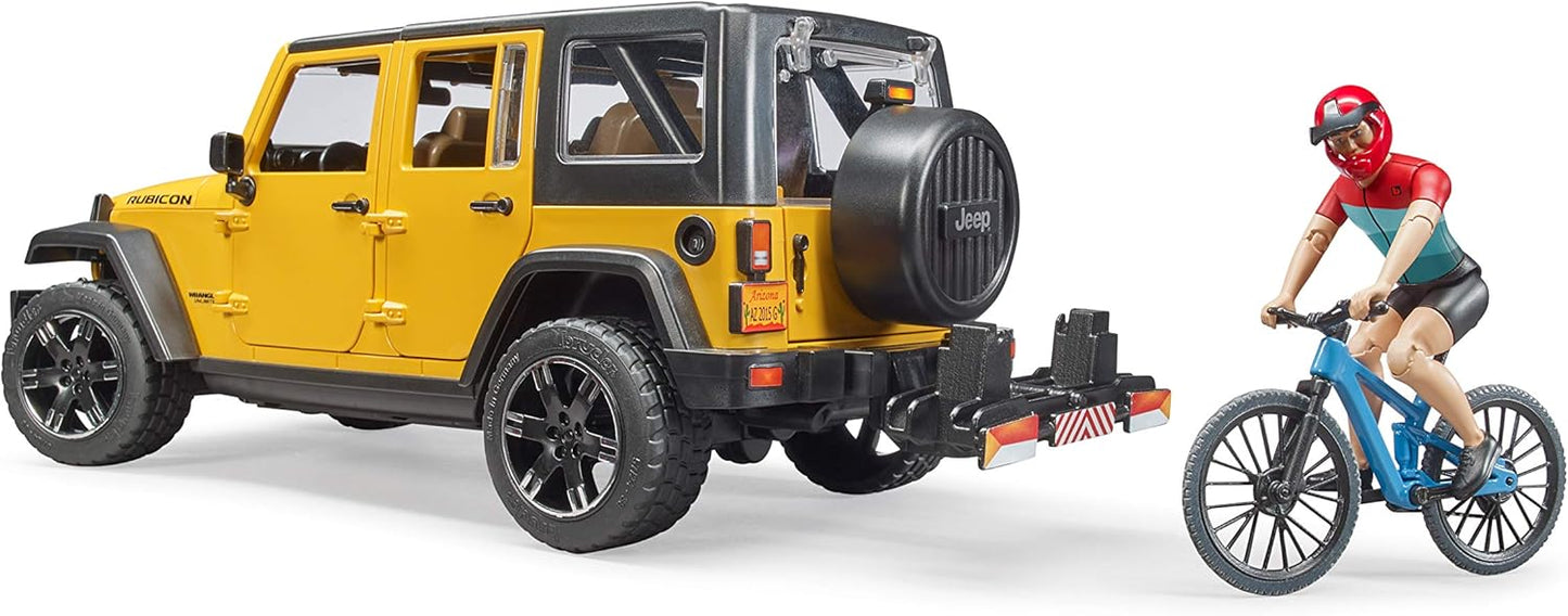 Bruder 02543 Jeep Wrangler Rubicon Unlimited w/ 1 Mountain Bike and Male Cyclist 20.12.8