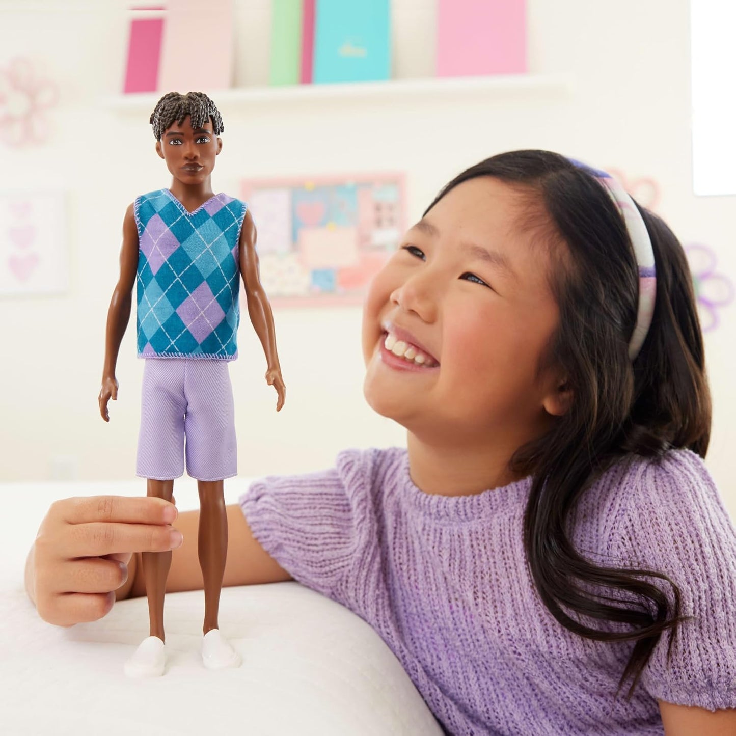 Barbie Ken Fashionista - #253 Purple Argyle Vest with Shorts