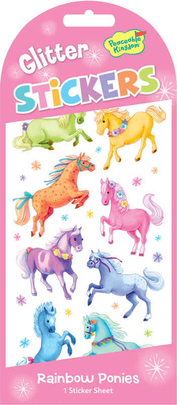Rainbow Ponies Stickers Glitter