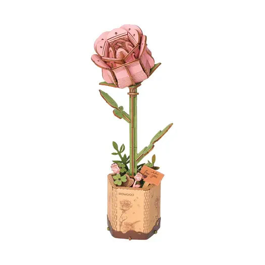3D Wooden Flower Model: Pink Rose
