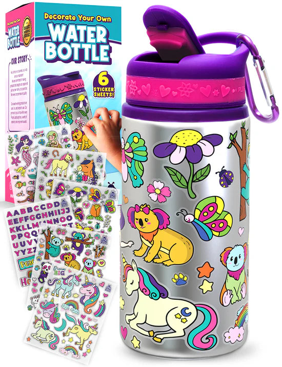 Water Bottle Craft Kit Purple Stickers and Flip Top