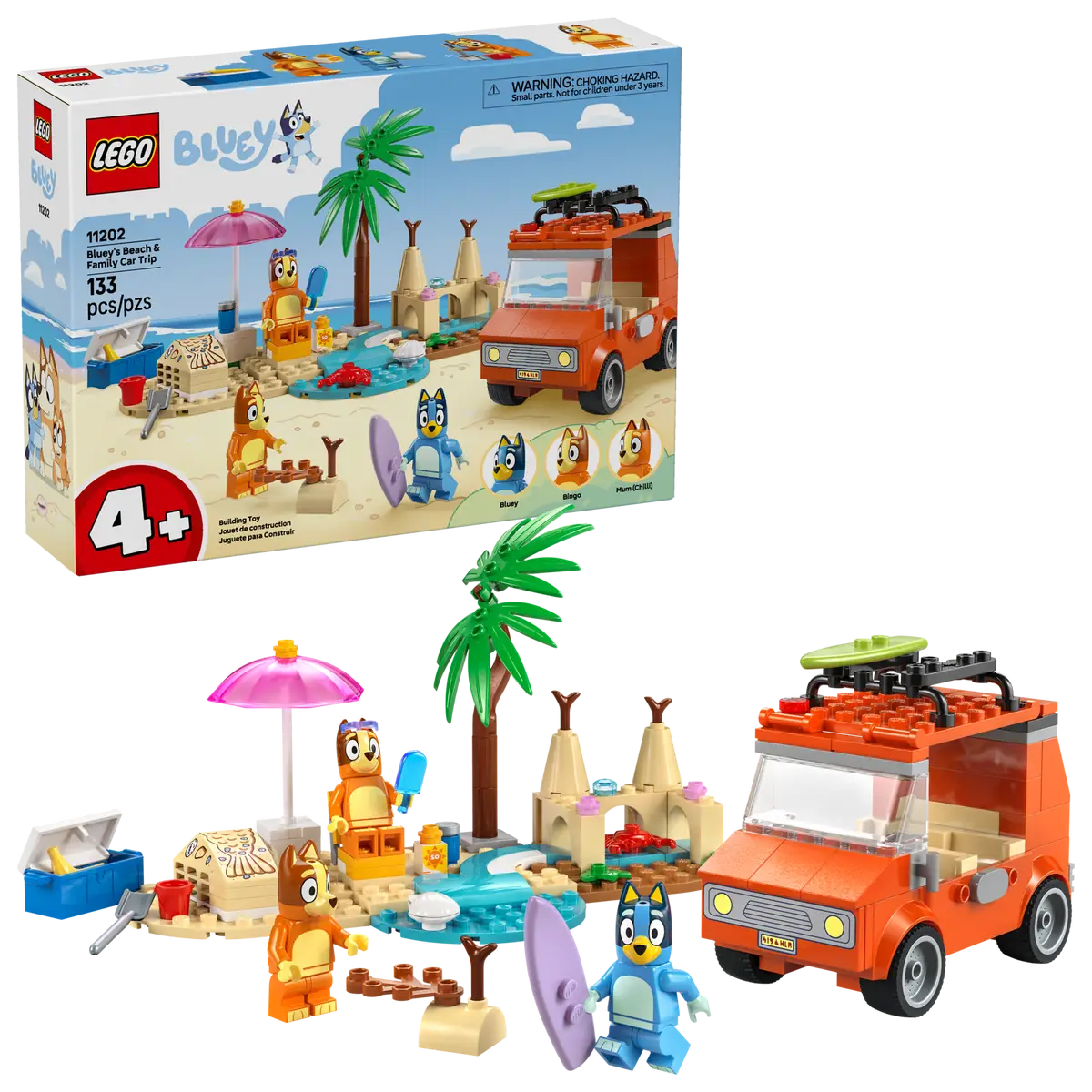 LEGO® Bluey Bluey's Beach & Family Car Trip (11202)
