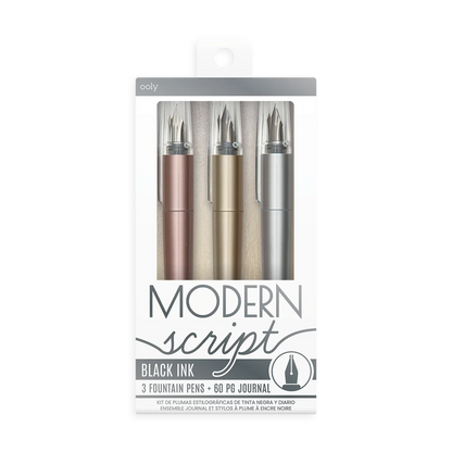 Modern Script: Black Ink Fountain Pens & Journal