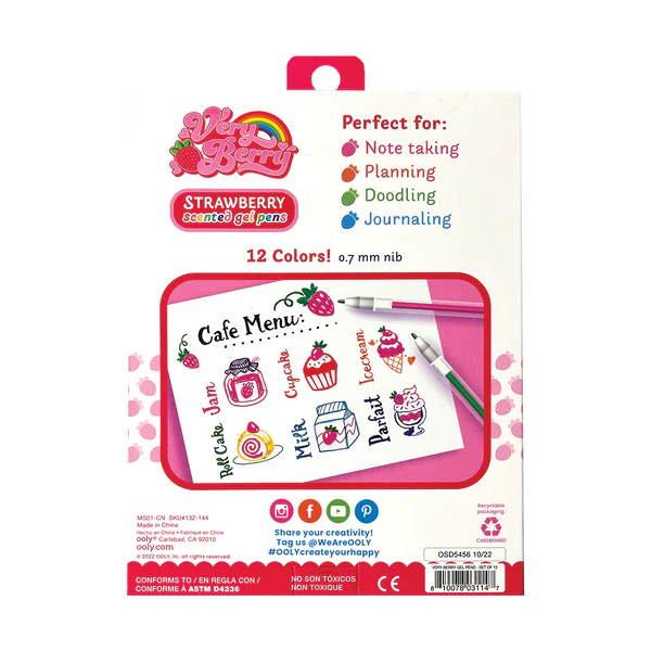 Very Berry: Strawberry Scented Gel Pens (Set of 12)