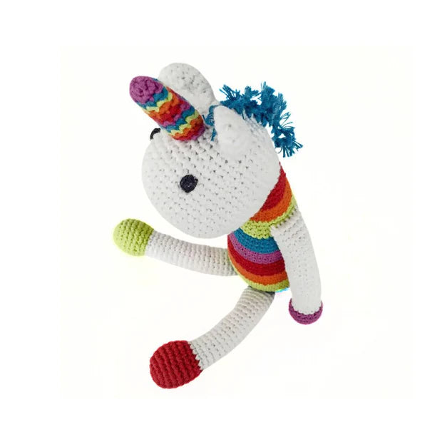 Plush Rainbow Unicorn Rattle - Mini