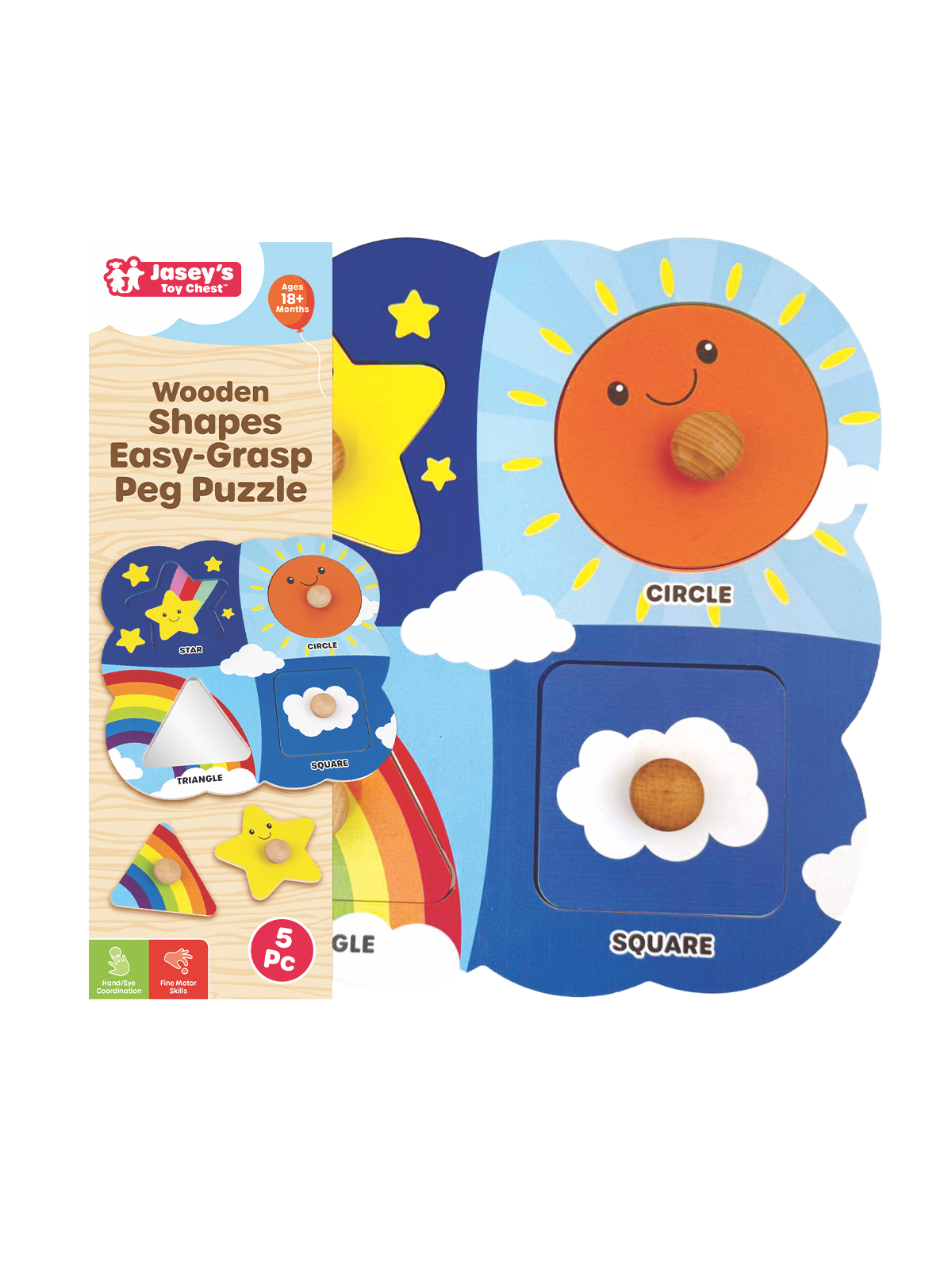 Wooden Shapes Easy-Grasp Peg