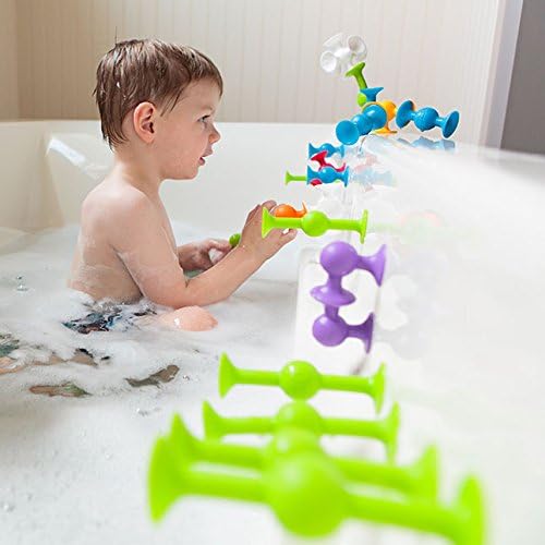 Fat Brain Toys Squigz Starter Set, 24 Piece Suction Bath Toys, Sensory Toys