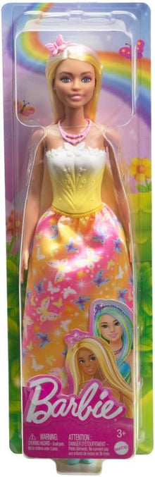 Barbie Royal Doll Brightly Highlighted Fantasy Hair, Colorful Accessories, Yellow Ombre Bodice & Butterfly-Print Skirt