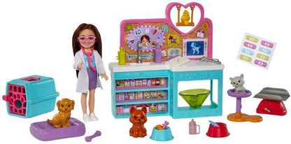 Barbie Chelsea Pet Vet Playset with Doll and 4 Animals