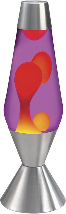 Lava Lamp 16.3in Yellow/Purple Silver Base