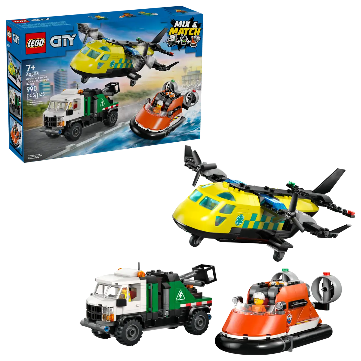 LEGO® City Airplane, Service Truck & Hovercraft Remix (60505)