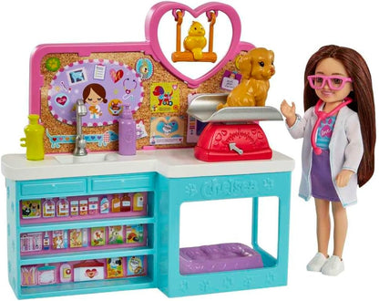 Barbie Chelsea Pet Vet Playset with Doll and 4 Animals