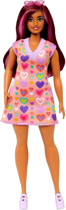 *Barbie Fashionistas Doll #207 with Pink Hair Streaks, Heart-Print Sweater Dress, Sunglasses & Platform Shoes