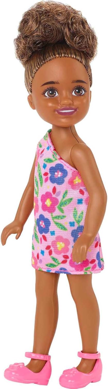 *Barbie Chelsea Brunette Doll Pink Flower Dress