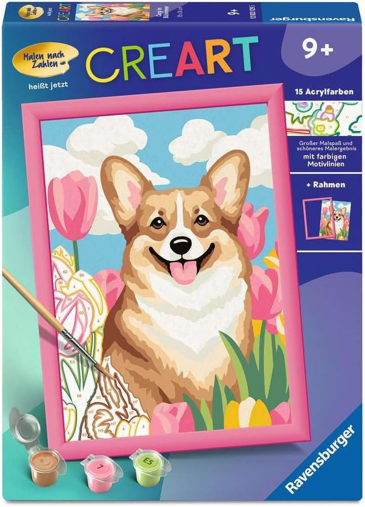 CreArt: Floral Corgi 7x10
