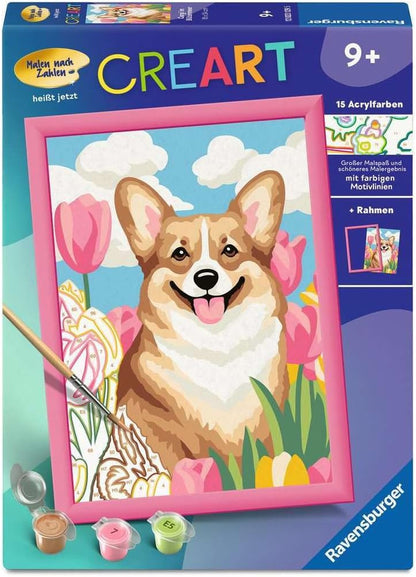 CreArt: Floral Corgi 7x10