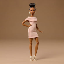 Barbie Basics Collectible Doll Model 08 With Brunette Hair In Tan Dress Strappy Heels