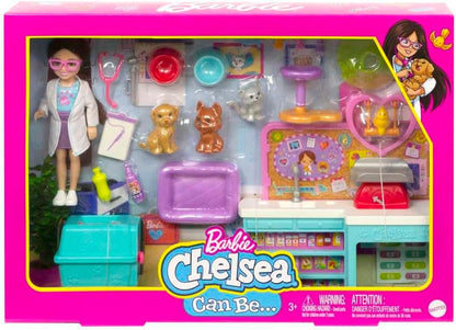 Barbie Chelsea Pet Vet Playset with Doll and 4 Animals