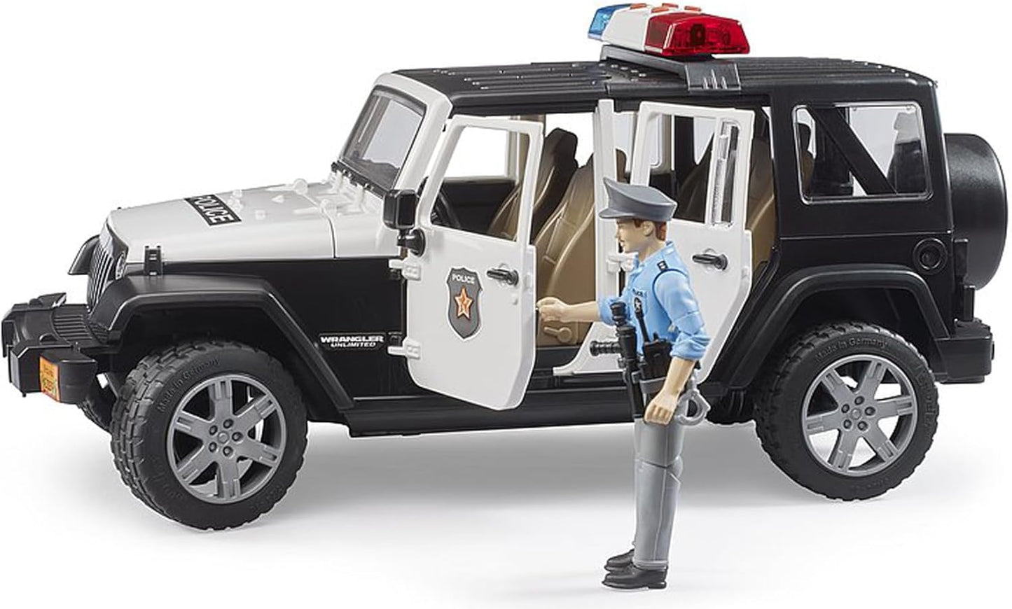 Bruder 02526 Jeep Rubicon Police Car + Light Skin Policeman 20.12.8