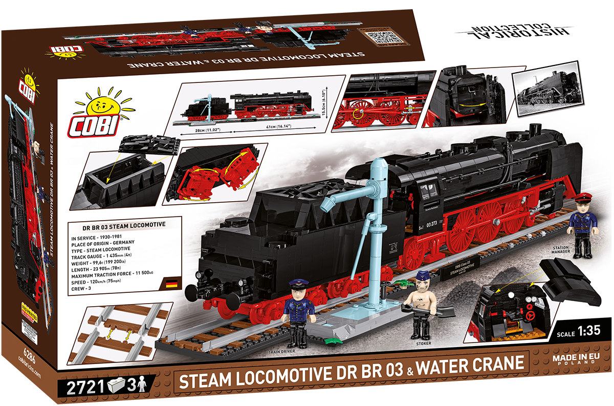 Steam Locomotive DR BR03 & Water Crane with 3 figures