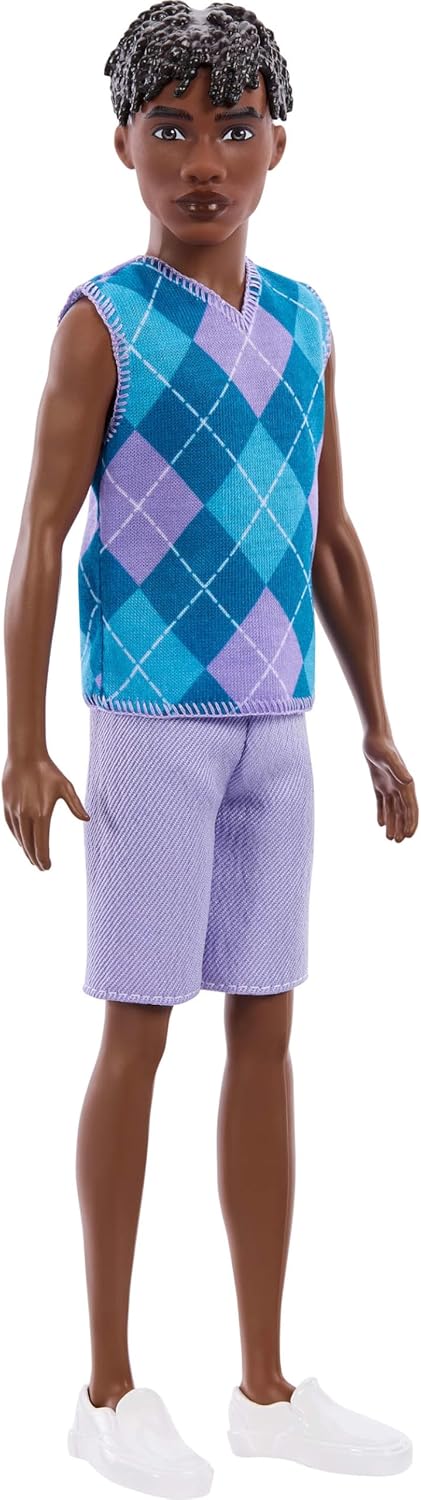 Barbie Ken Fashionista - #253 Purple Argyle Vest with Shorts