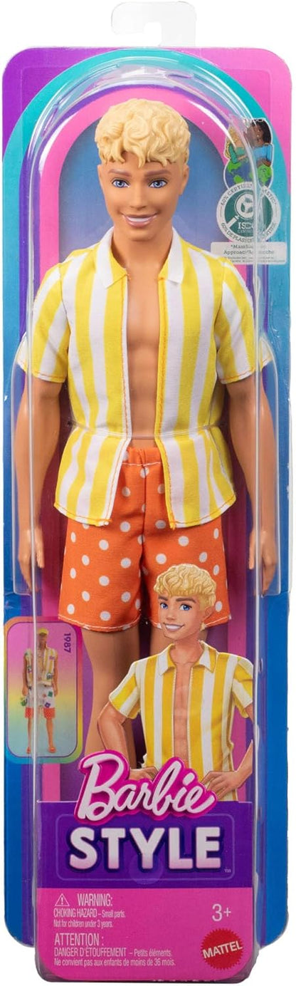 Barbie Ken Fashionista Doll #252 Blonde with Yellow/White Stripe Shirt