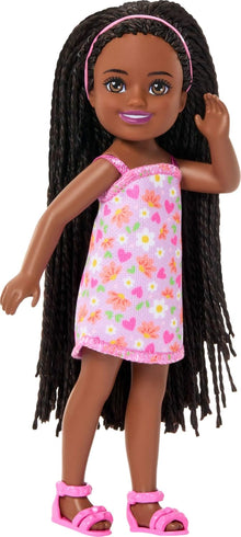 Barbie Chelsea Black with Lavender Hearts & Flowers Dress