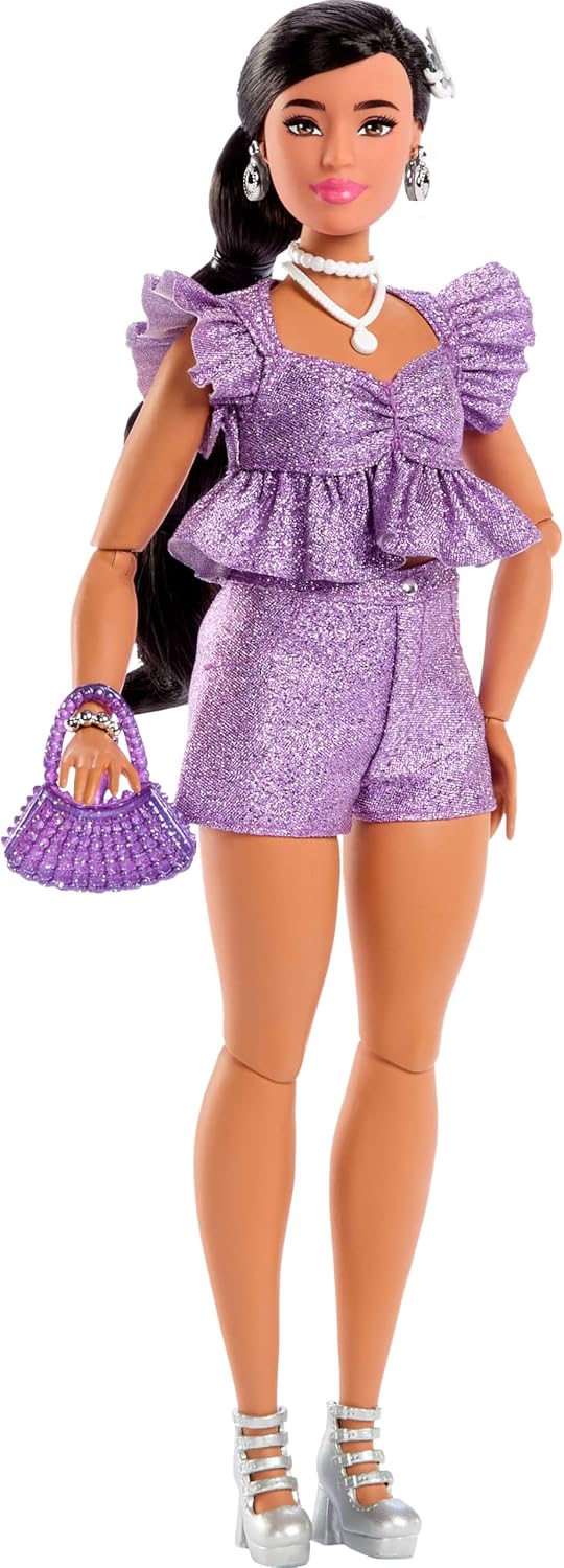 Barbie Deluxe Style - #8 Metallic Top and Shorts, Black Hair in a Braid