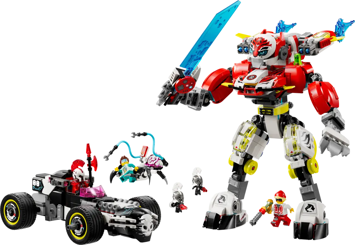 LEGO® DREAMZzz™ Cooper's Tiger Mech & Zero's Hot Rod Car (71497)