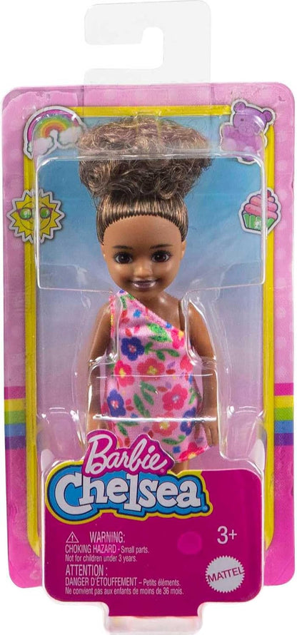 *Barbie Chelsea Brunette Doll Pink Flower Dress
