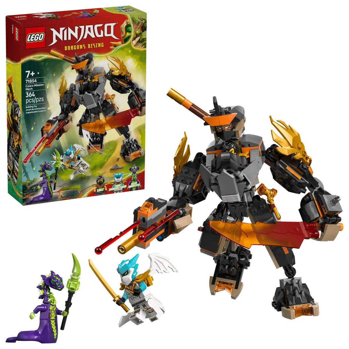 LEGO® NINJAGO® Cole's Mission Mech & Dragon Zane (71854)