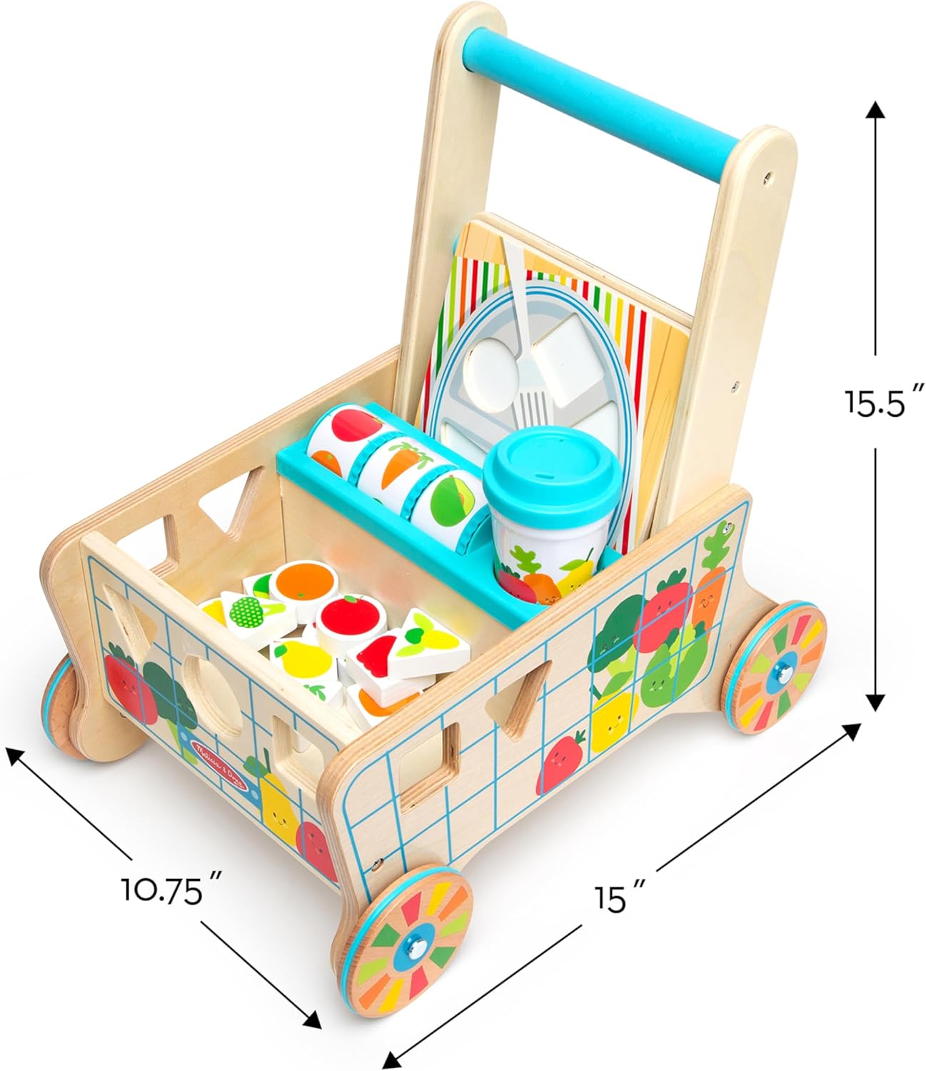 Wooden Shape Sorting Grocery Cart