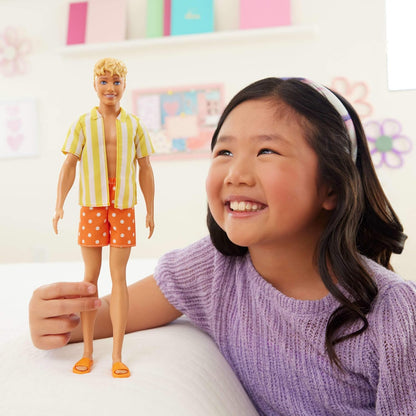 Barbie Ken Fashionista Doll #252 Blonde with Yellow/White Stripe Shirt