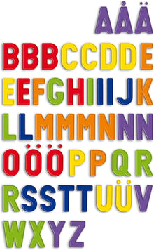 Quercetti Magnetic Uppercase Letters - 48 Piece Alphabet Magnet Set in Assorted Colors (Made in Italy)