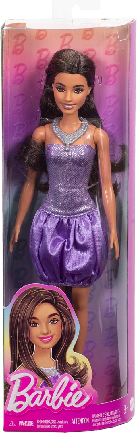 Barbie Fashionista  #234 Sequined Purple Dress with Brown Hair