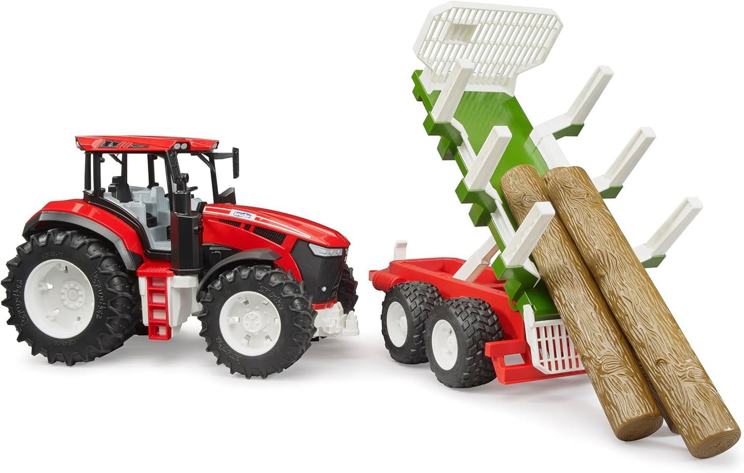 Bruder 03453 *New* Roadmax Tractor with Trailer and 3 Tree Trunks