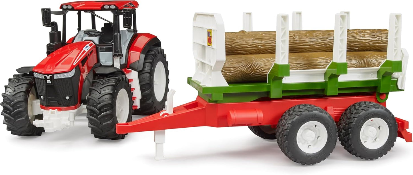 Bruder 03453 *New* Roadmax Tractor with Trailer and 3 Tree Trunks