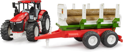 Bruder 03453 *New* Roadmax Tractor with Trailer and 3 Tree Trunks