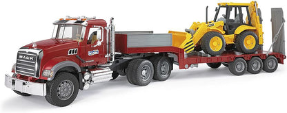 Bruder 02813 MACK Granite Flatbed Truck w/ JCB Loader Backhoe 40.12.9