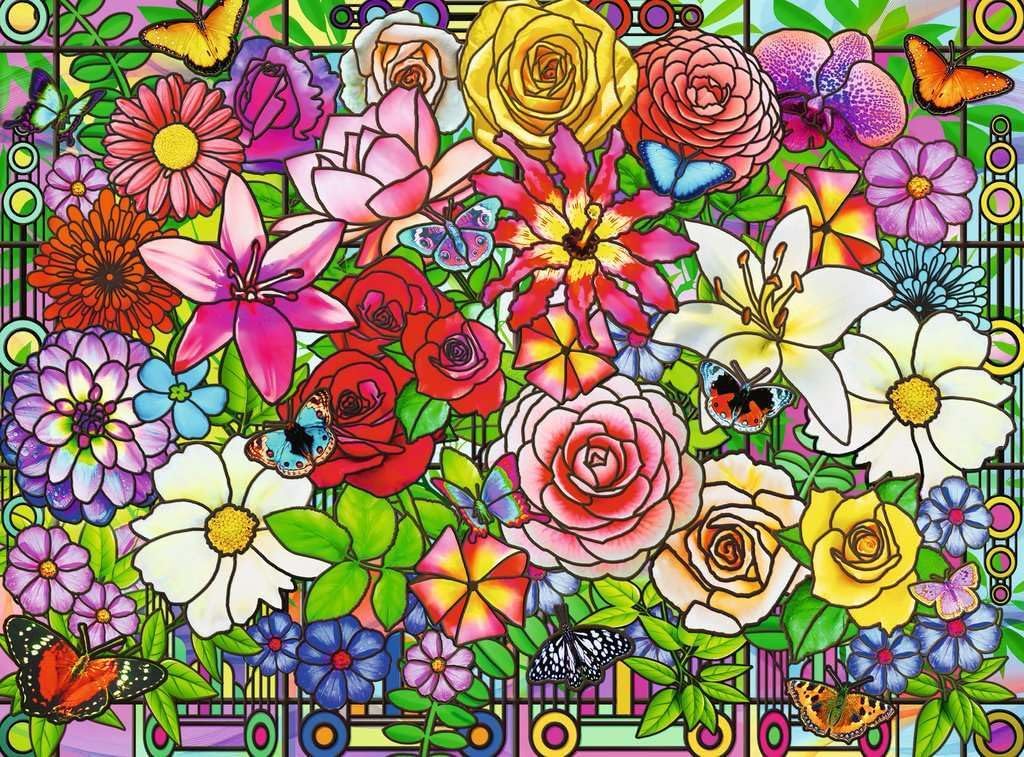 Tiffany Flowers 100pc Puzzle
