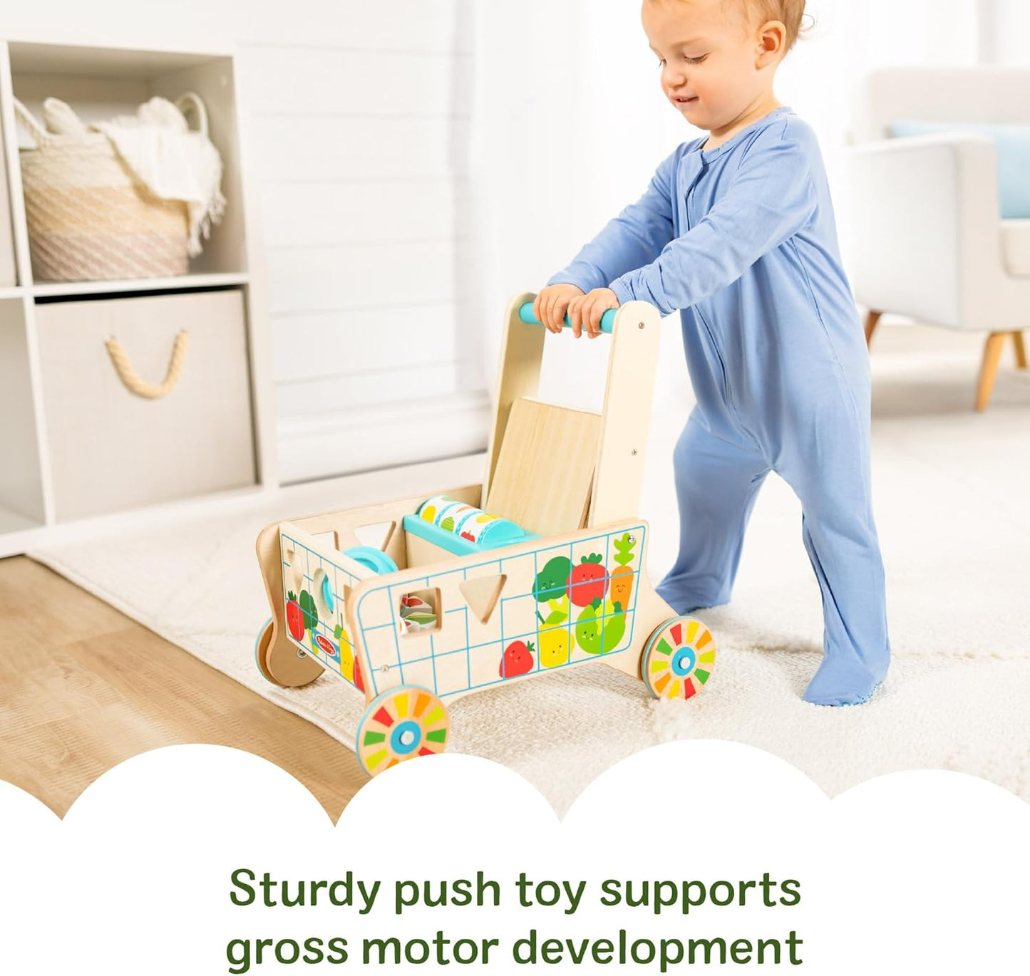 Wooden Shape Sorting Grocery Cart